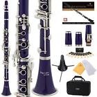 847848016929 Mendini Purple Abs Flat Clarinet With Barrels Case