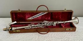 90297 Commodore Vintage Silver Plated Clarinet In Original Red Velvet Lined Case