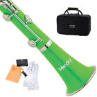 Mct-g Mendini Green Abs Bb Clarinet W Case Care Kit 11 Reeds For Student Beginner 847848017209