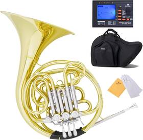 Mfh-30l Mendini 847848049835 92d Intermediate Key Of F/bb Double French Horn - Silver Yellow