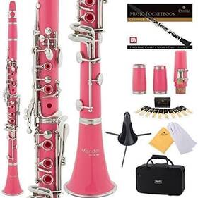 10772206 Mendini By Cecilio B Flat Clarinet With 2 Barrels Stand Reeds Hard Case - Pink