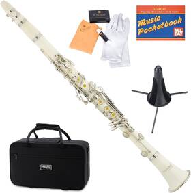 Mendini By Cecillo 847848017131 Bb Clarinet With Case Elegant Best Beginners - White