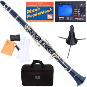 Mendini Mct-bl Sd Pb 92d Mctbl Blue Abs B Flat Clarinet With Tuner Case Stand 10 Reeds