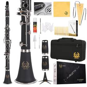 Rhythm 785034756832 Bb Clarinet 17 Nickel Keys Woodwind Band And Orchestra Musical Instruments