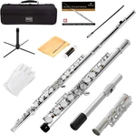 Mendini By Cecilio Flute, 16-KEY Closed Hole W/ Case, Gloves Silver Nickel. Fixed Price $58.99.
