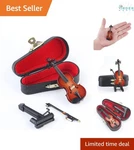 Miniature Wooden Violin With Stand Bow Case Home Decor Music Collectible. Fixed Price $19.97.