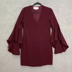 Charles Henry Womens Shift Dress Ruffle Bell Long Sleeve Neck Burgundy Size Xs. Fixed Price $19.88.