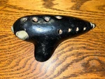 H. Fiehn Ocarina B7 Austria Black Antique Gold Hand Painted Clay Flute. Fixed Price $32.00.