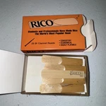 New Old Stock Rico Bb Clarinet Reeds, Open Box Of 22 Strength Premium. Fixed Price $29.99.