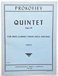 Prokofiev Opus 39 Quintet For Oboe Clarinet Violin Viola Bass - Sheet Music Book. Fixed Price $13.99.