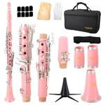 Bb Clarinet Flat 17 Keys Beginner Student With Case Stand Strap Pink Vanphy. Fixed Price $179.99.