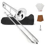 Bb Tenor Slide Trombone, Brass Flat Key W/ Case, Mouthpiece For Beginner Kit. Fixed Price $125.99.