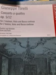 Torelli/ Concerto Quattro Op. 5/12 For Violins Viola , Bass Continuo/all Parts. Fixed Price $10.72.