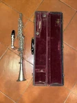 Harry Pedler Hoosier Elkhart Indiana Silver Plated Metal Clarinet W/case #32903. Fixed Price $110.00.