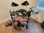 Yamaha RS70 Electronic Drum Kit With Double Bass Pedals And Throne. Fixed Price $600.00.