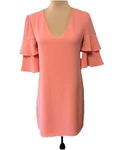 Charles Henry Pink Ruffle Bell Short Sleeve Shift V-neck Dress Xs Wedding Guest. Fixed Price $22.40.