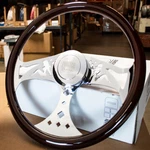 Steering Wheel & Hub Kit: 18" Pin-up Dark Wood Smooth Horn (freightliner). Fixed Price $248.99.