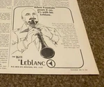 JBF6 Advert 5X5 Pete Fountain & The Leblanc 1611 Clarinet. Fixed Price $8.05.