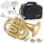 Bb Pocket Trumpet, Brass Band Instrument Flat Key With Padded Case, Mouthpiece. Fixed Price $144.99.