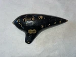 Ewa Ocarina B7 Austria Black Antique Gold Hand Painted Clay Flute. Fixed Price $29.99.