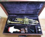 1950'S Olds Ambassador Trumpet Fullerton Ser# 175931 + Case And Mouthpieces. Fixed Price $250.00.