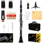 Pro Ebonite Bb Clarinet With 10 Reeds, Stand, Hard Case, Accessories. Fixed Price $120.44.