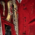 Armstrong Alto Saxophone Brass Gold Lacquered W/ Case, Mouthpiece, Strap, Reeds. Fixed Price $400.00.