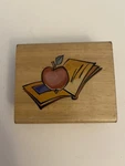 Greenbrier Int Apple Book Wood Mounted Rubber Stamp RS14. Fixed Price $6.76.